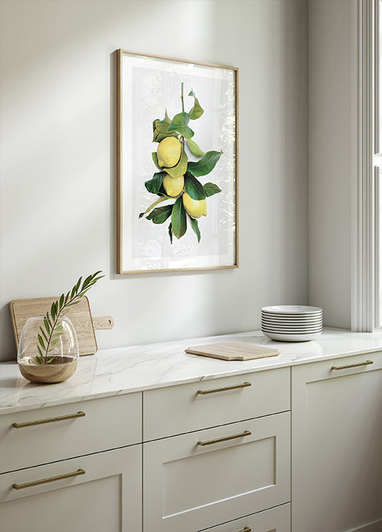 Lemon Branch with Vibrant Leaves Poster