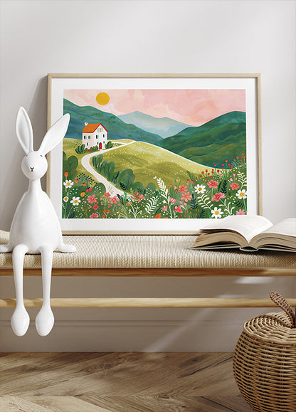 Sunset Valley Cottage Poster