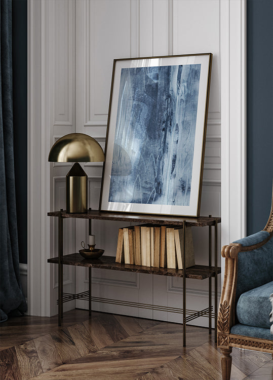 Blue Texture Flowing Vertical Lines Poster