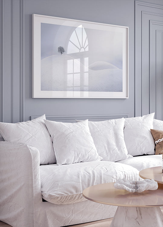 Bare Tree on Snowy Hill Poster