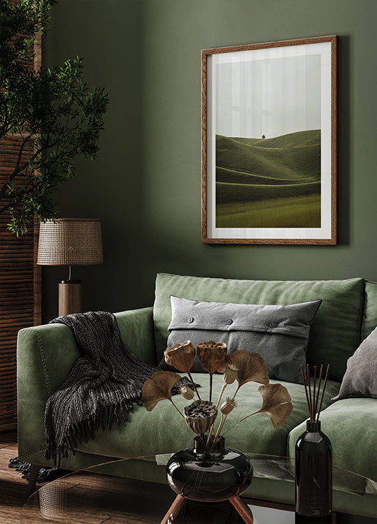 Foggy Green Hill Poster