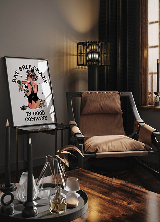 Bat Shit Crazy Funny Pin-Up Art Poster