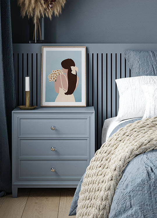 Woman with Daisies Poster