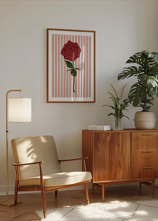 Red Roses And Lush Green Leaves Poster