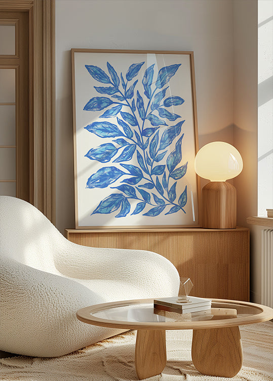 Botanical Illustration Of Blue Leaves  Poster
