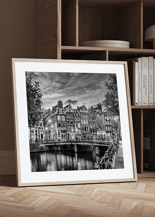AMSTERDAM Idyllic impression from Singel - Monochrome Poster