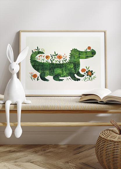 Floral crocodile Poster