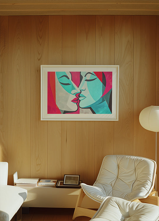 A Kiss Pink Teal Poster