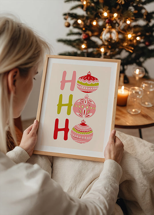HoHoHo Cheerful little Christmas Illustration Poster