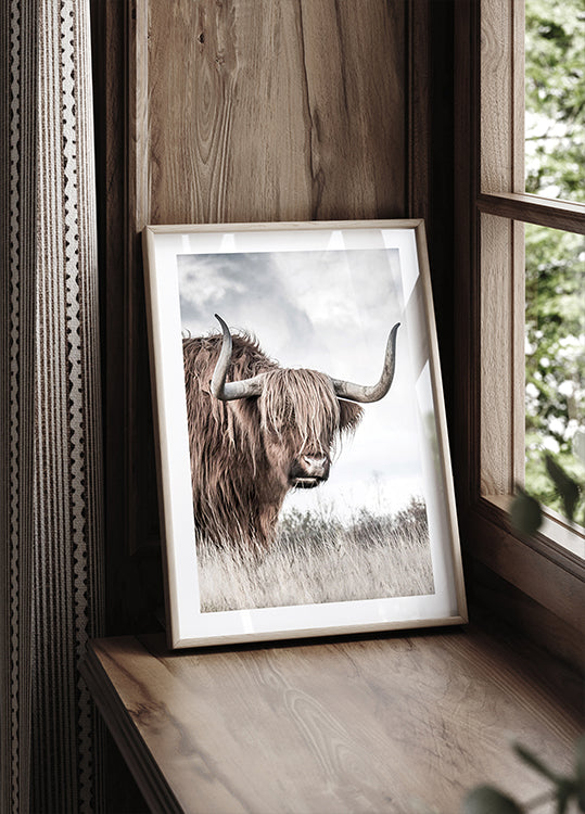 Winter Highland Cow Poster