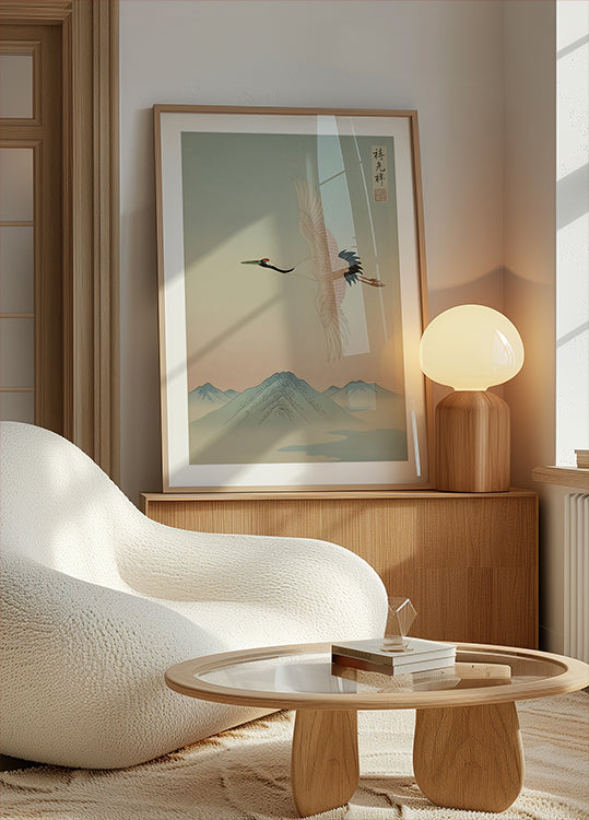 Elegant Crane Horizon Poster