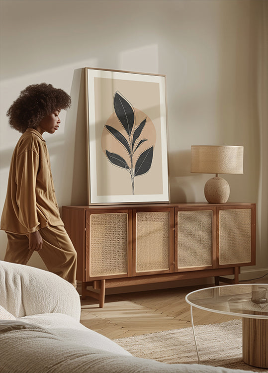 Black Abstract Plant Poster