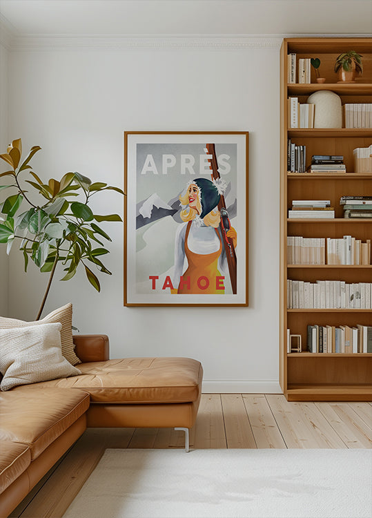 Apres Ski Lake Tahoe Vintage Pin Up Art Poster