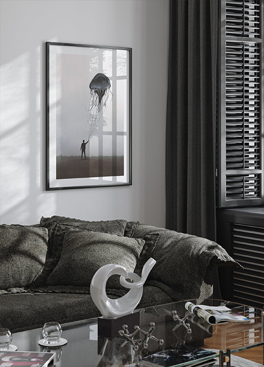 Surreal Jellyfish Balloon Poster