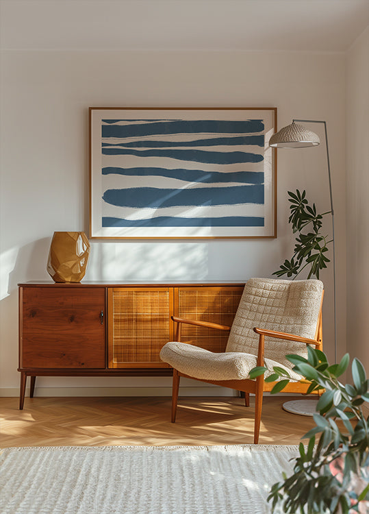 Blue Stripes, Nautical Abstract Pattern Poster