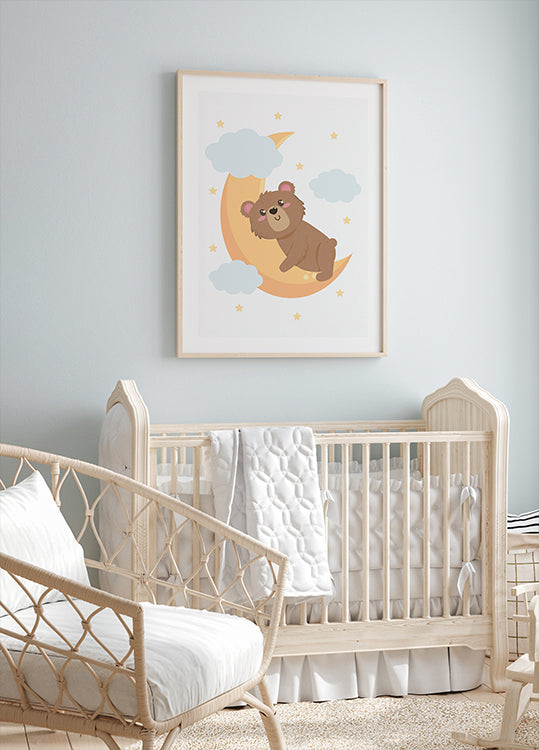 Cute Teddy Bear Moon Poster
