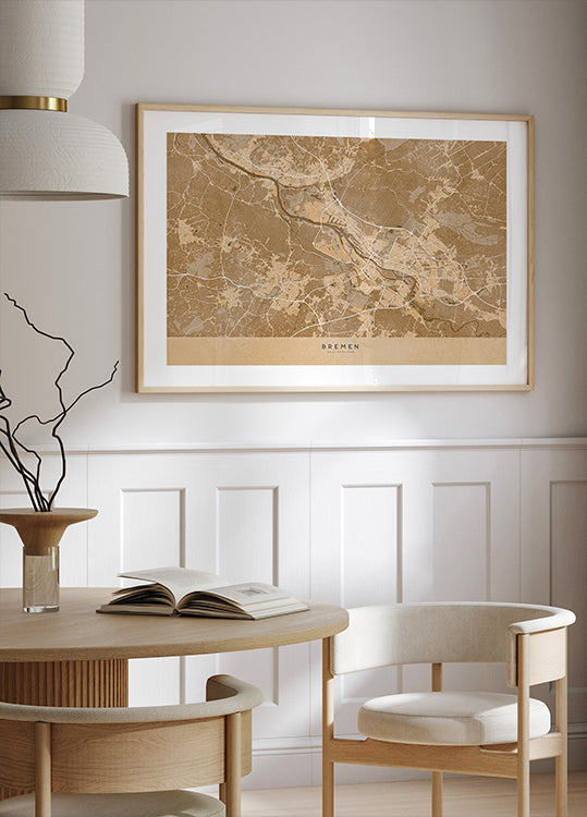 Sepia vintage map of Bremen Germany Poster