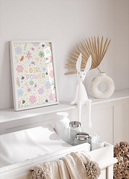 Girl Power Floral Pastel Poster