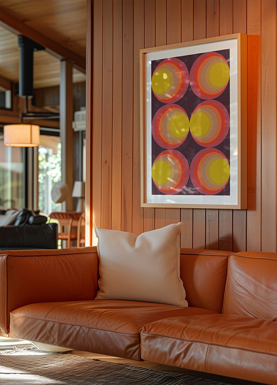 Retro Gradient Circles Plum Red Poster