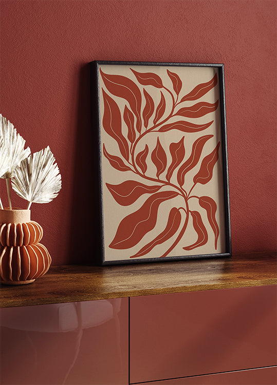 Abstract Red Leaf Poster