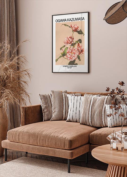 Striped Camellias Print, Ogawa Kazumasa Poster