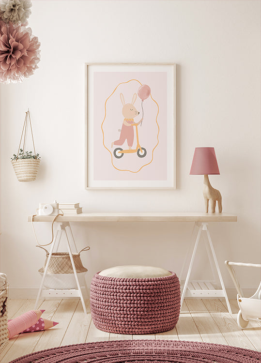 Bunny On a Scooter Poster