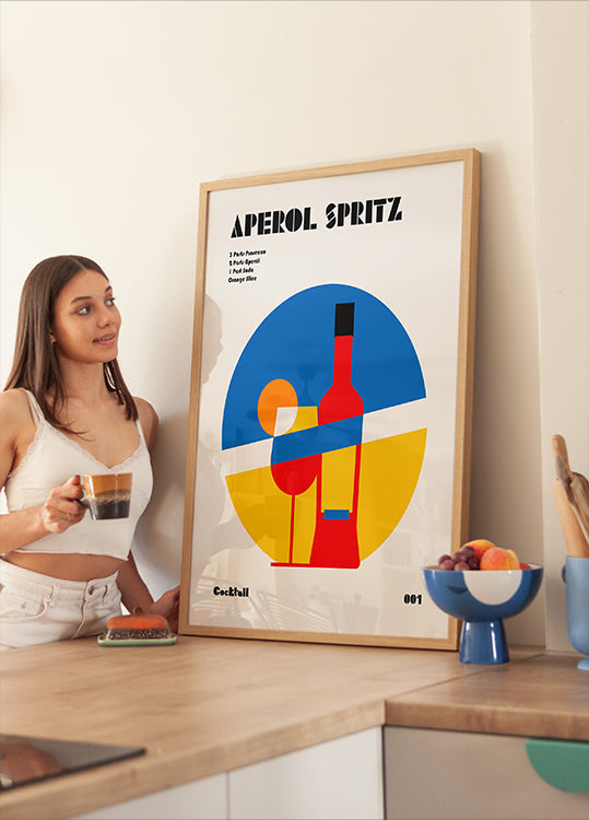 Aperol Spritz Cocktail Bauhaus Art Print Poster