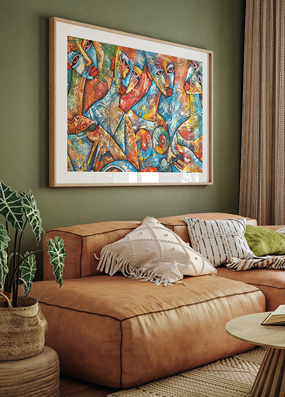Vibrant Abstract Expressionist Faces Poster