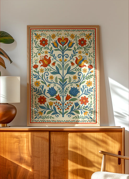Scandinavian Folk Floral Poster