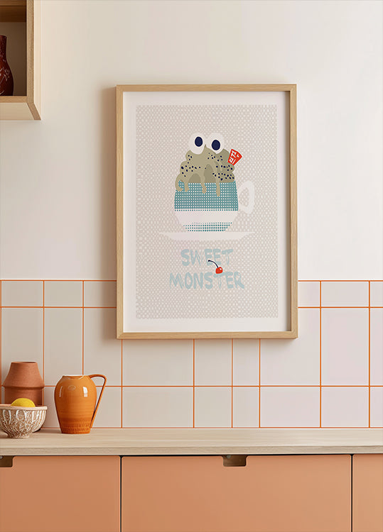 Sweet monster cupcake mint Poster