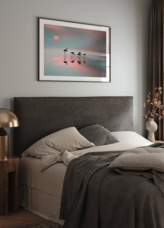 Family flamingos. Poster