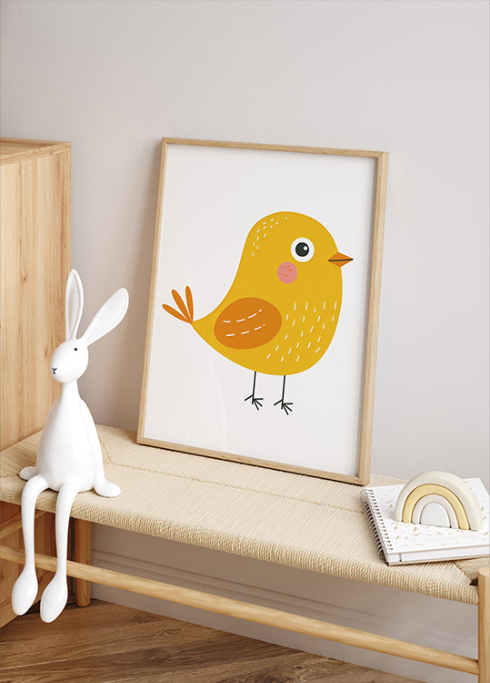 Cute Yellow Bird Illustration Poster