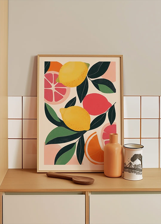 Citrus Fruit Illustration Poster