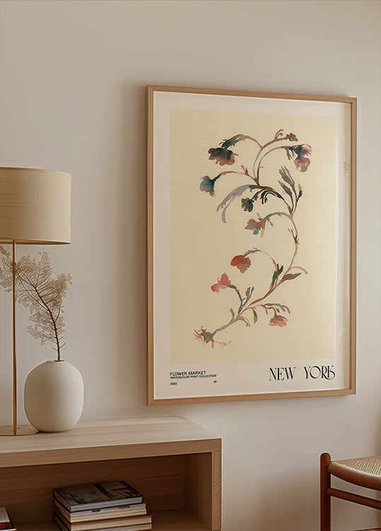 Watercolor print collection. Flower market - New York