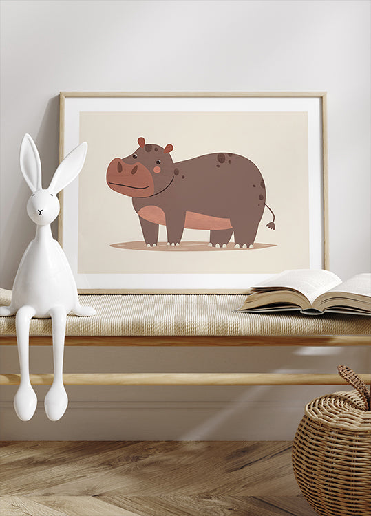 Smiling Brown Hippo In Mud Poster