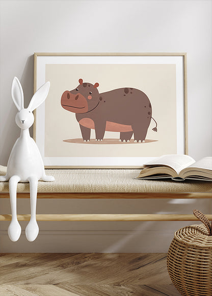 Smiling Brown Hippo In Mud Poster