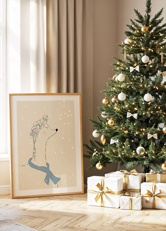 Poodle in the Snow Poster