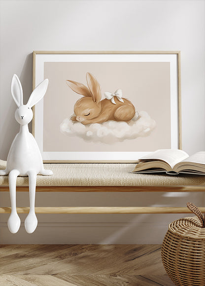 Sleeping Bunny With Bow Poster