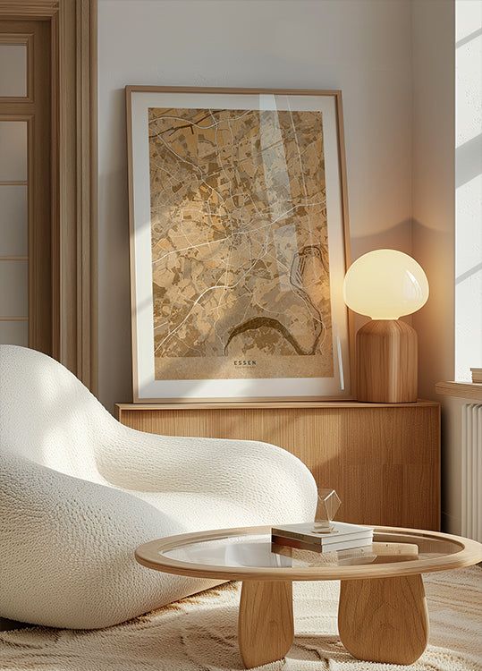 Sepia vintage map of Dresden downtown Germany Poster