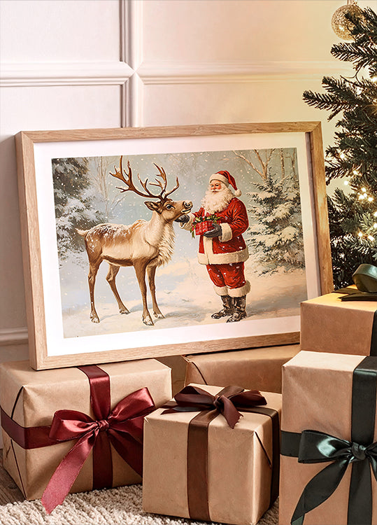 Pictufy Santa and Reindeer Poster