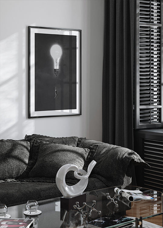 Flying With Light Bulb Poster