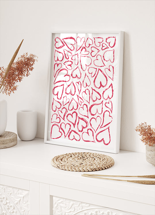Red Heart Shapes Poster