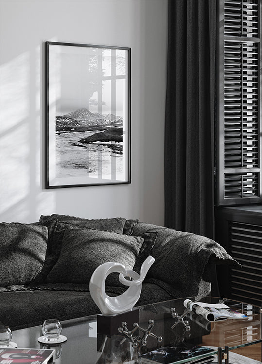 Frozen River Iceland b&amp;w Poster