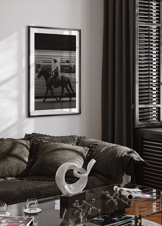 New York Subway Poster, Cowboy Photo Print, Vintage Black And White Urban Wall Art, Living Room Decor, Real Physical Poster