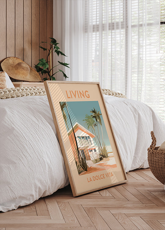 Living La Dolce Vita, retro beach house Poster