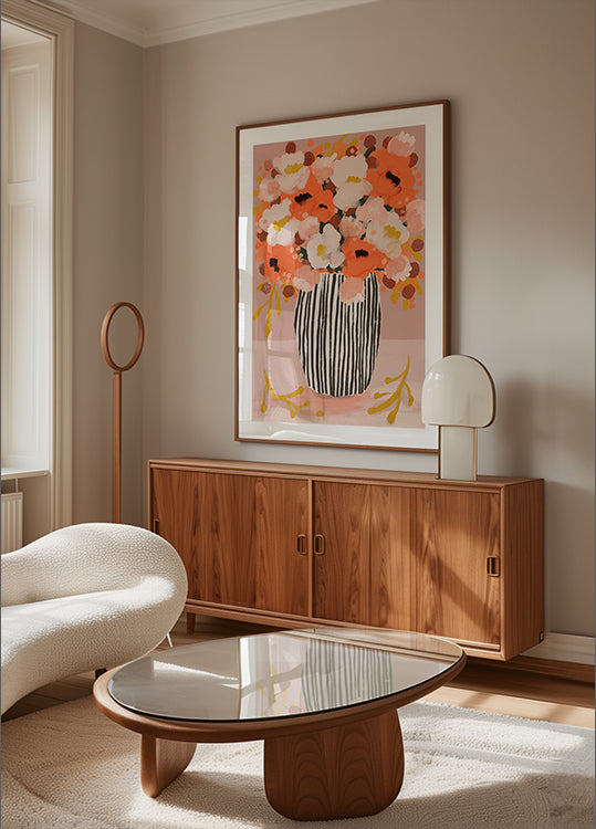 Striped Vase Blooms  Poster