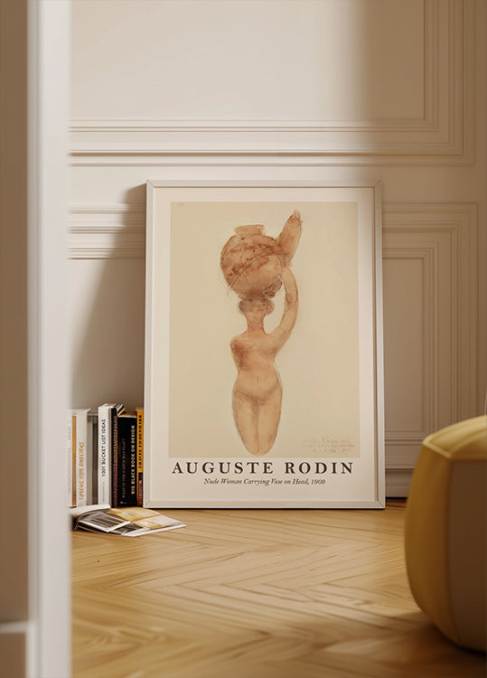 Nude Woman Carrying Vase on Head Poster
