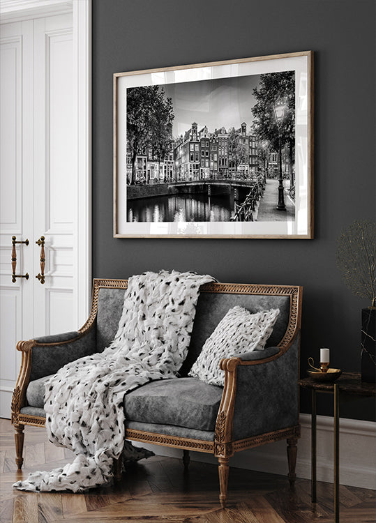 AMSTERDAM Idyllic impression from Singel - Monochrome Poster