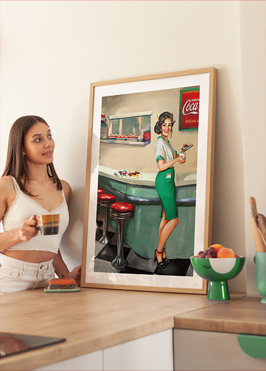 1950's American Diner Watress Poster