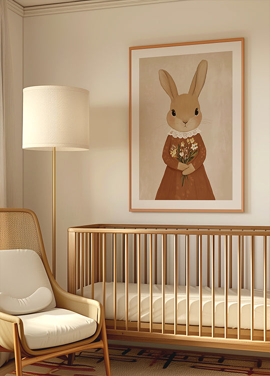 Vintage Bunny with Flowers Poster